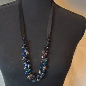 Ann Taylor/ Loft Multi-colored Beaded Ribbon Necklace